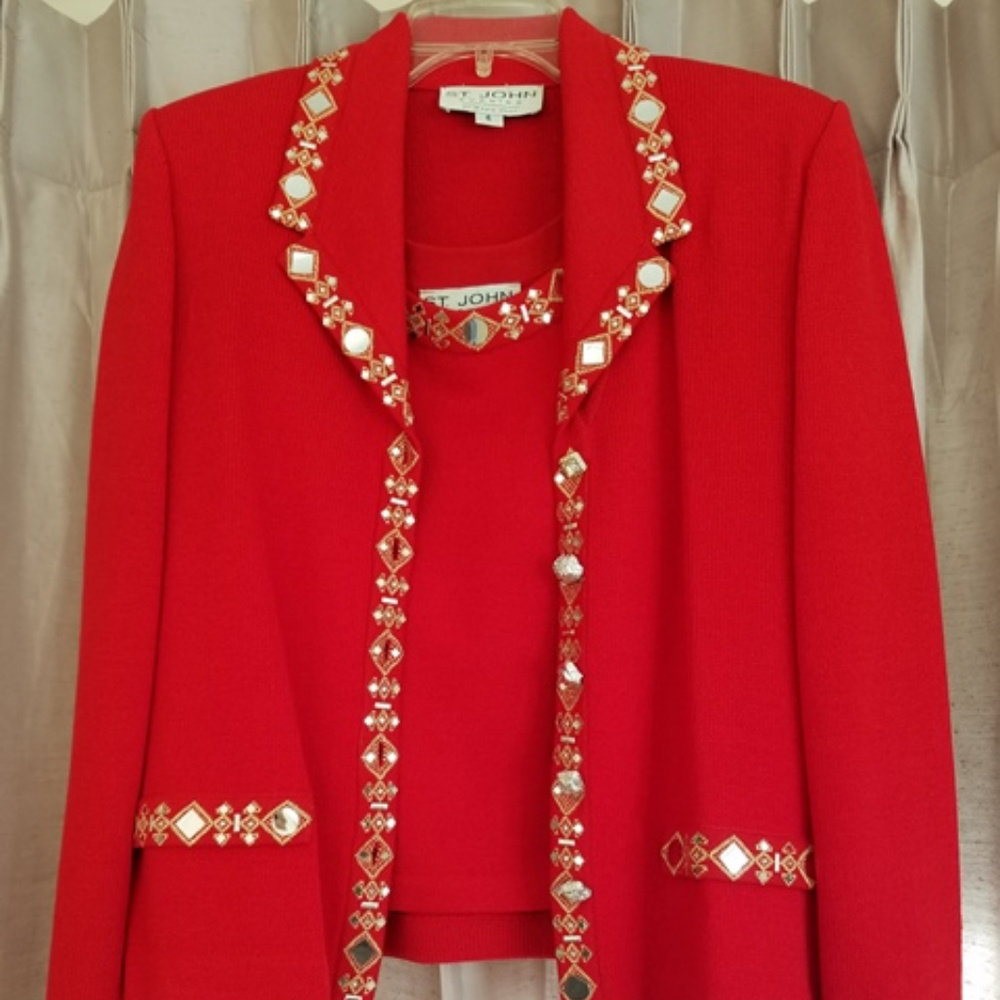 St. John Red 4 pc Evening/Cocktail Ensemble